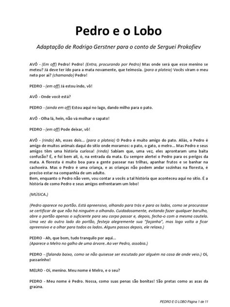 Pedro E O Lobo S Prokofiev Adaptação Rodrigo Gerstner Pdf