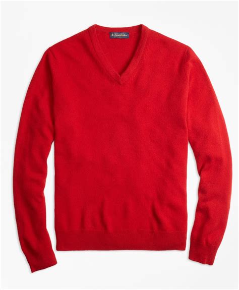 Brooks Brothers Cashmere V Neck Sweater In Red For Men Lyst