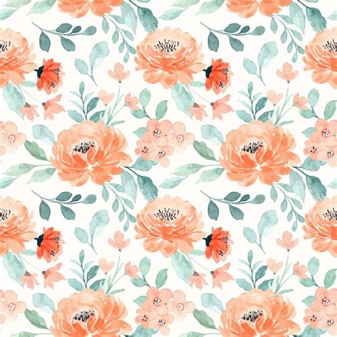 Premium Vector Seamless Pattern With Peach Floral Watercolor