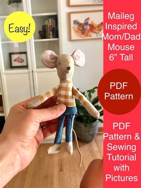 Maileg Inspired Mom Dad Mouse Sewing Pattern And Detailed Etsy