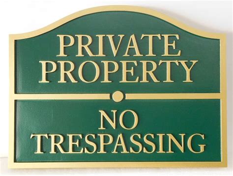 I18570 Carved Private Property And No Trespassing Sign Private