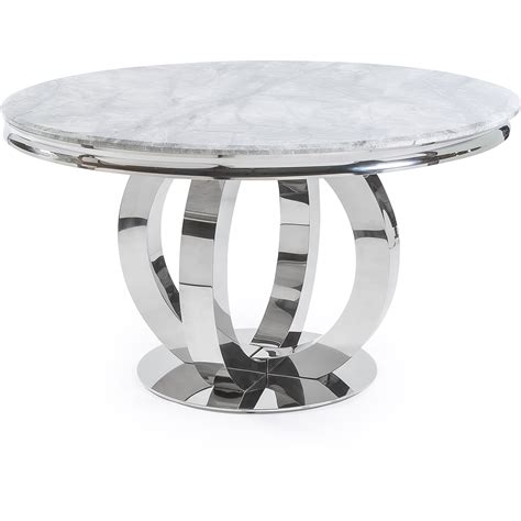 Couture dining table in tempered glass by nuevo features a 3/4 glass top and a brushed gold stainless steel designer frame. 1.3M Polished Circular Stainless Steel Dining Table with ...