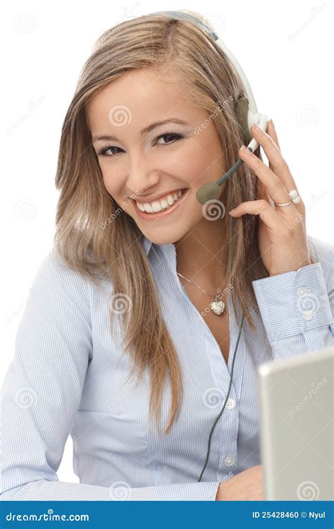 Happy Dispatcher At Work Stock Photo Image Of Headphone 25428460