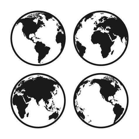 Globe Icon Globe Map Vector Black Color Globe Silhouette Vector