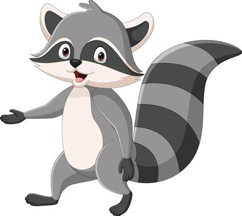 Premium Vector Cute Raccoon Cartoon On White Background