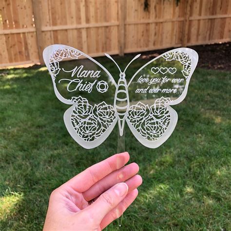 Personalized Acrylic Butterfly Memorial Garden Stake Etsy Uk