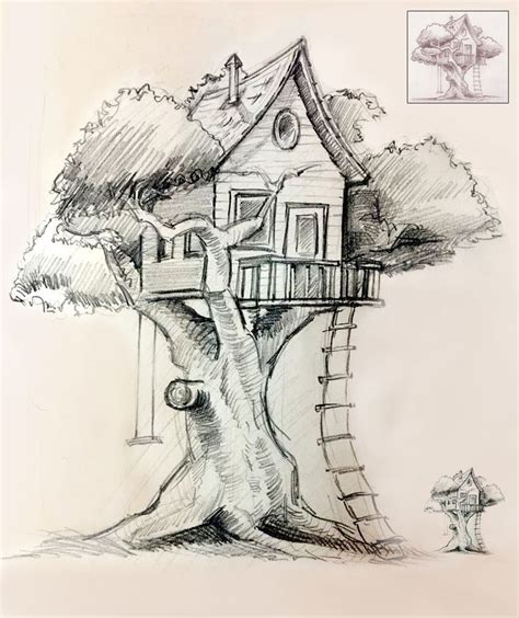 To learn how to draw a house with a horizon line. Pin by Rose Patsy on Pencil Drawing (With images) | Tree ...