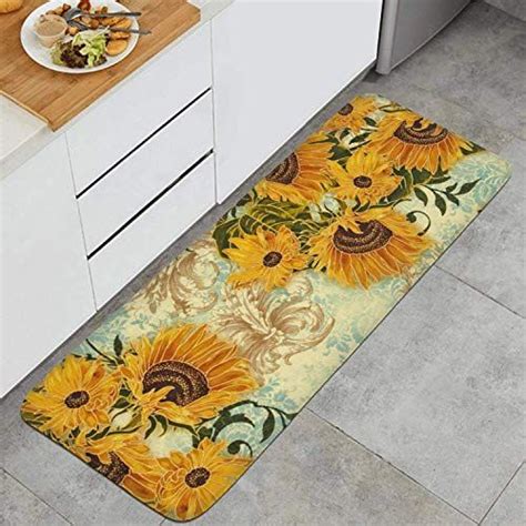 Sunflower Print Fabric Floor Runner Rugs Long Kitchen Mat