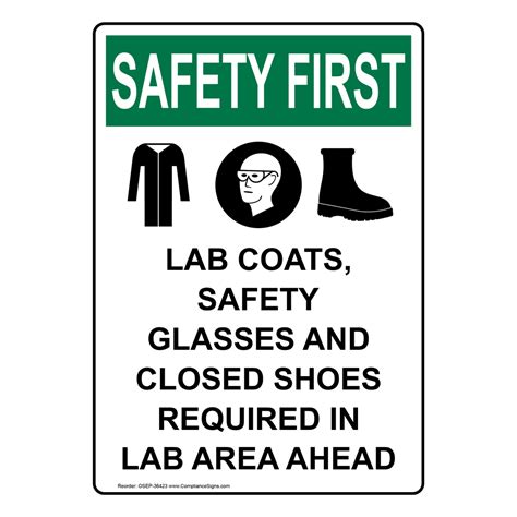 Vertical Lab Coats Safety Sign Osha Safety First