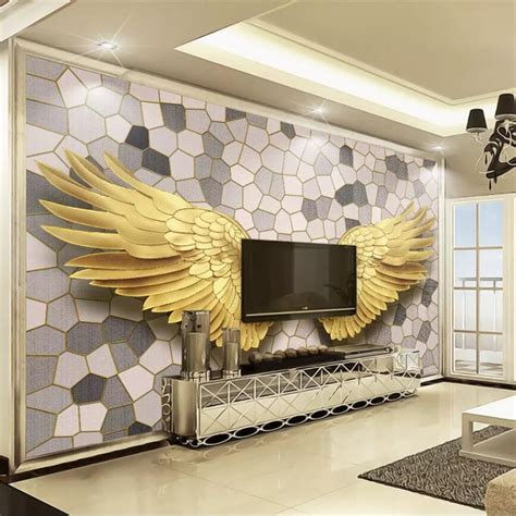 Beibehang Custom Wallpaper 3d Murals Nordic Modern Gold Angel Wings