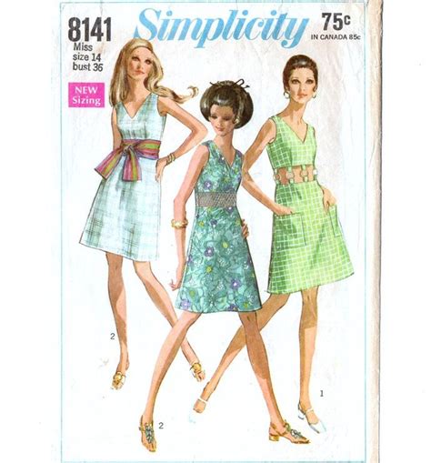 Simplicity 8141 Misses Bare Midriff Dress 60s Vintage Sewing Pattern
