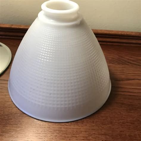 VINTAGE CORNING MILK Glass Lamp Diffuser Torchiere Shade Waffle 8 19