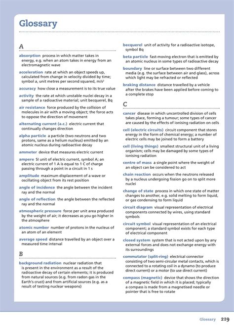 Revised Glossary For Aqa Gcse Physics Combined Science Trilogy Student