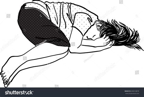 Vector Art Drawing Young Woman Lying Stock Vector Royalty Free