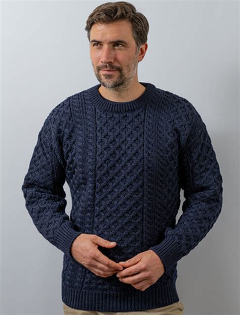 mens heavyweight traditional aran wool sweater weavers of ireland