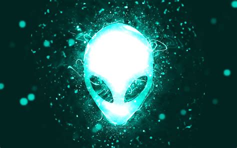 Alienware Turquoise Logo Turquoise Neon Lights Creative Turquoise