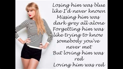 Taylor Swift Red With Lyrics Youtube