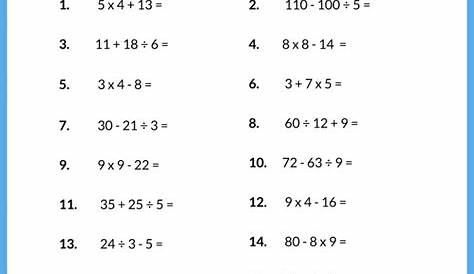 Order Of Operations Worksheets With Answer Key - Printable Order Of