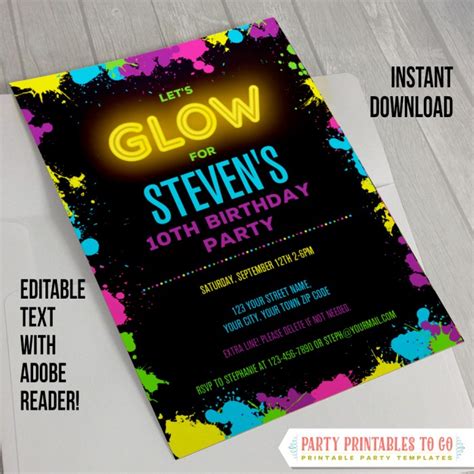 Neon Glow Party Invitations And Decorations For Boys Yellow