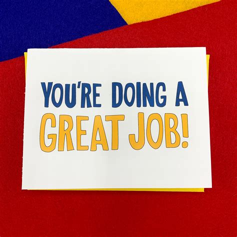 Great Job Card Youre Doing A Great Job 55 X 425 Etsy