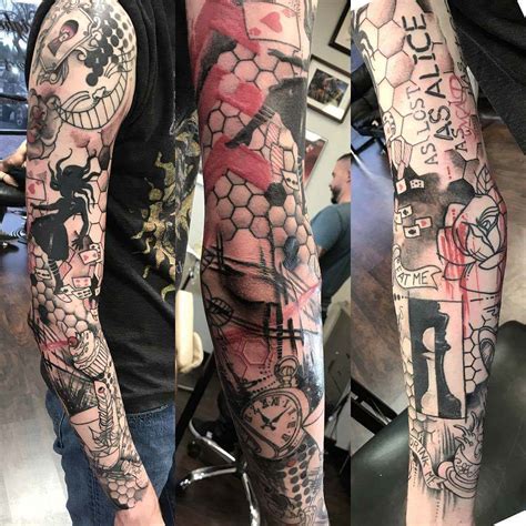 Willem j.• tattoo design alice in wonderland sleeve. Trash Polka Alice in wonderland sleeve by Jason Allen at Bright Ideas tattoo (Avondale A ...