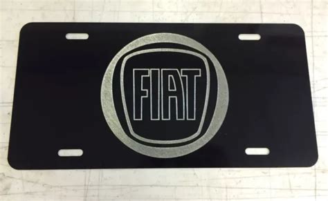 Fiat Logo Car Tag Diamond Etched On Black Aluminum License Plate 1895