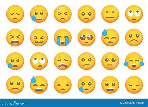 Set Of Crying Emoticon Smile Icons Cartoon Emoji Set Editorial Stock