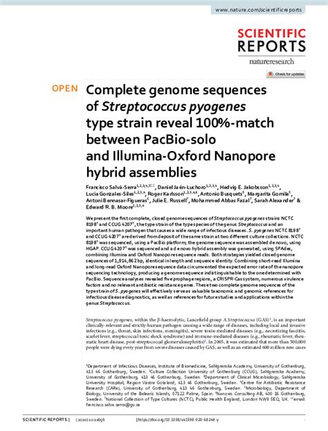 Pdf Complete Genome Sequences Of Streptococcus Pyogenes Type Strain