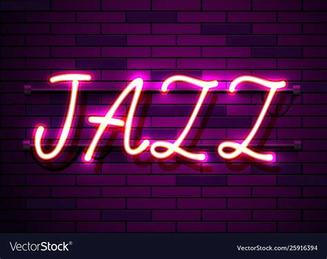 Neon Sign Word Jazz On Dark Background Royalty Free Vector