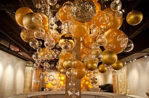 This Is Cool Event Design Balloon Ceiling Gold Bubbles