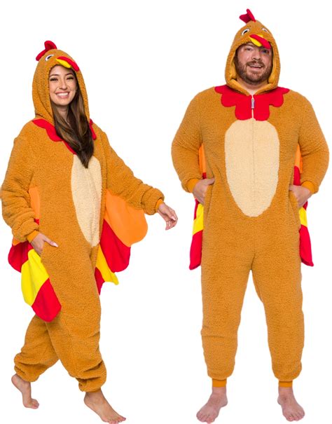 Funziez Adult Turkey Costume Thanksgiving Sherpa One Piece Animal