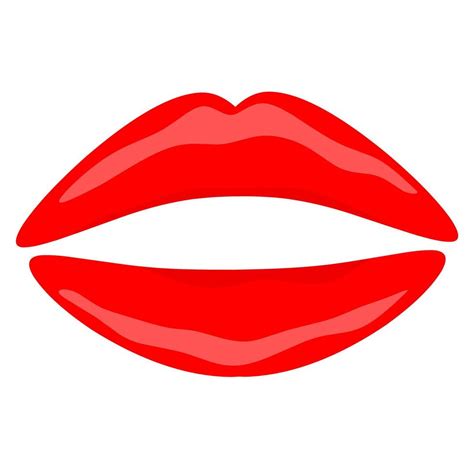 Female Red Lips Vector Illustration Isolated On White Background Red Hot Girl Lips Kiss