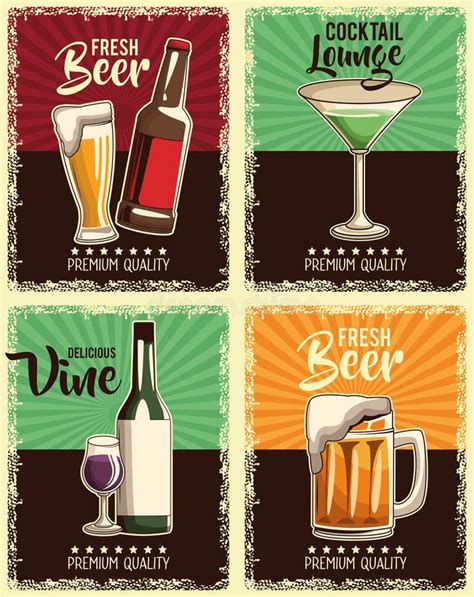 Vintage Drinks Set Stock Vector Illustration Of Style 139873957