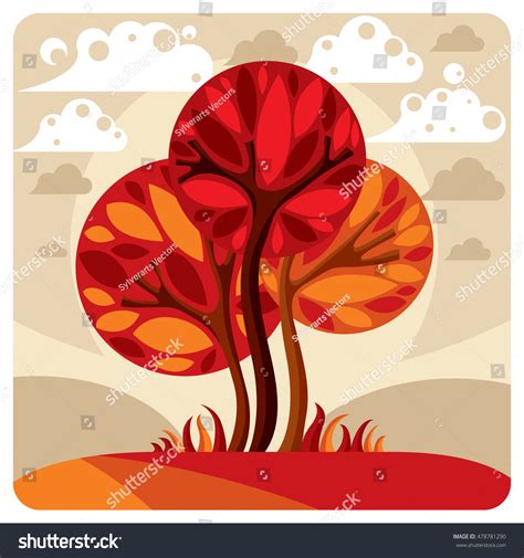 Fantasy Landscape Stylized Tree Peaceful Scene Stock Vector Royalty Free 478781290 Shutterstock