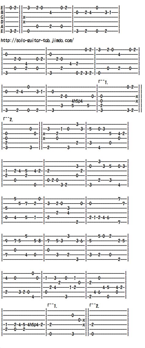 Classical Guitar Tabs Easystandard Classicaltraditional Music For