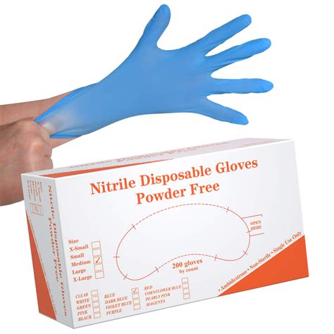 Powder Free Disposable Gloves Nitrile Gloves 200 Pack Gloves