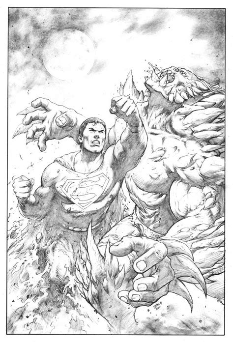 Superman Vs Doomsday Pencils Comic Art Superman Comic Art Doomsday