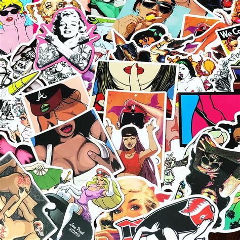 50 Pcs Sexy Girl Vulgar Graffiti Stickers For Luggage Suitcase Laptop Skateboard Motorcycle Car