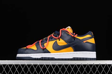 Latest Drop Nike Dunk Low Lthr Ow Dark Blue Yellow Shoes Ct0856 700