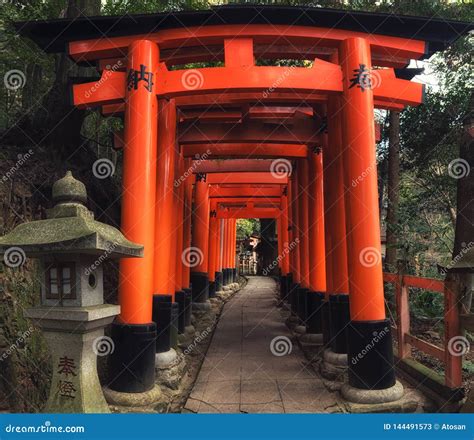 The Red Torii Gates Walkway At Fushimi Inari Taisha Shrine In Kyoto