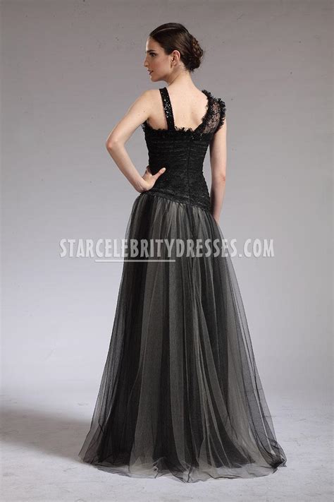 Selena Gomez Black Lace And Tulle Asymmetrical Prom Dress