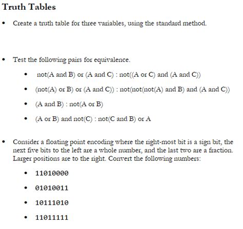 Solved Truth Tables Create A Truth Table For Three