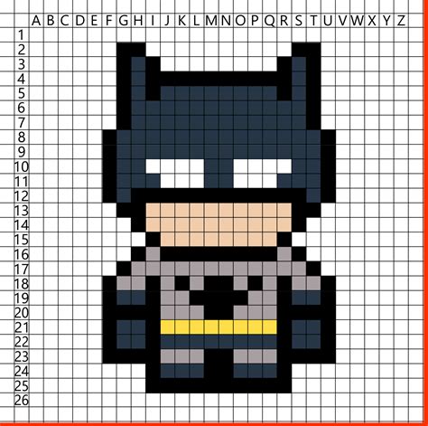 Batman Pixel Art Simple Template For Drawing