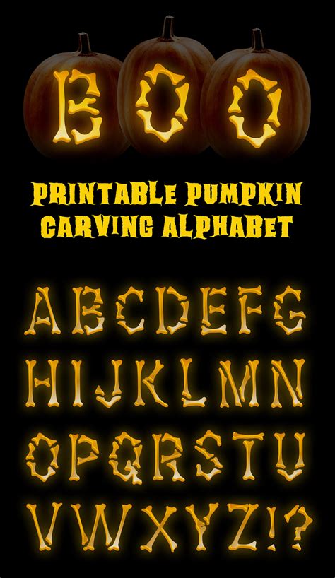 Alphabet Pumpkin Carving Stencil Printable Pattern All Of Etsy