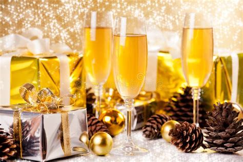 Festive Christmas Champagne Stock Photo Image Of Bauble Colorful