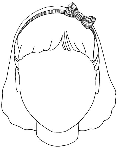 Girl Blank Head Colouring Templates Clipart Best