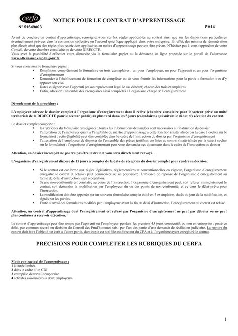 Calam O Apprentissage Notice Contrat Cerfa