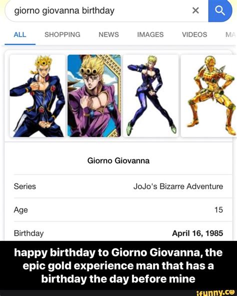 All Shopping News Images Videos Happy Birthday To Giorno Giovanna The