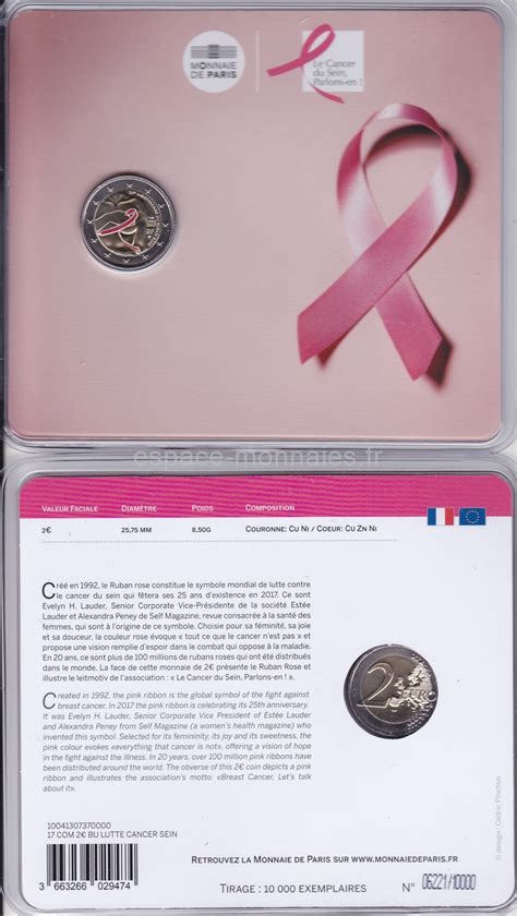 2 Euro Commémorative Coincard France 2017 Lutte Contre Le Cancer Du