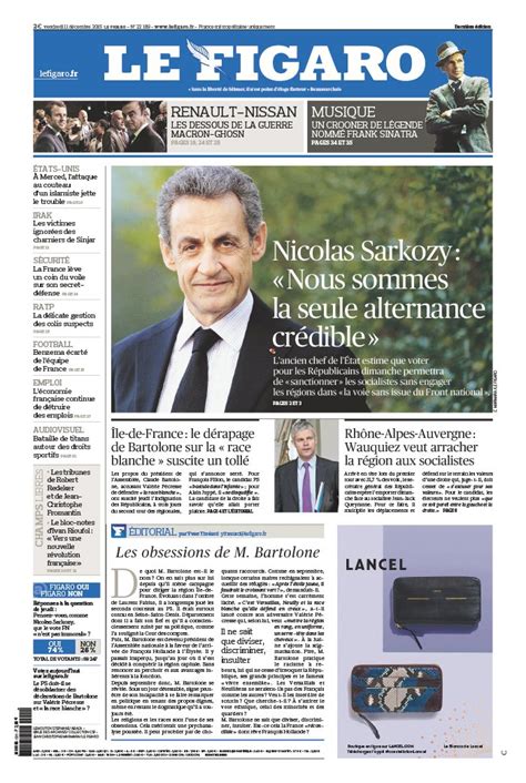 Le Figaro N°22189 Du 11 Décembre 2015 à Télécharger Sur Ipad